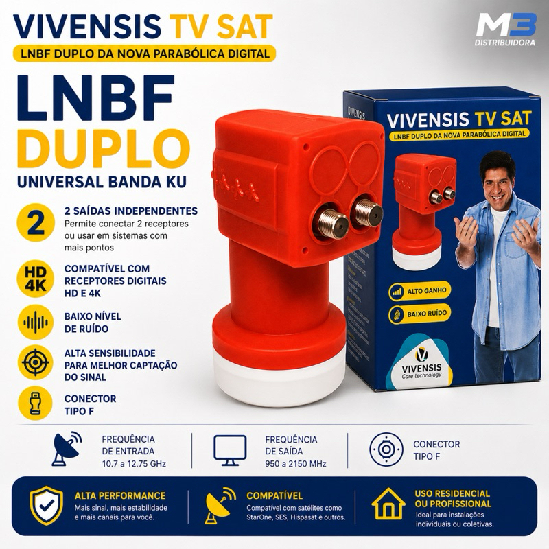 Lnb duplo universal banda Ku receptor satélite 2 saídas lnbf Full HD 4k