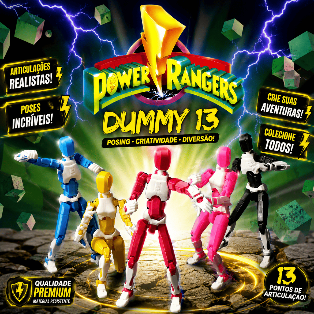 Dummy 13 Power Rangers Articulado | Kit Completo  | Impressão 3D Premium