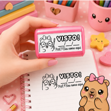 CARIMBO PERSONALIZADO VISTO COM DATA CAPIVARA PROFESSORES