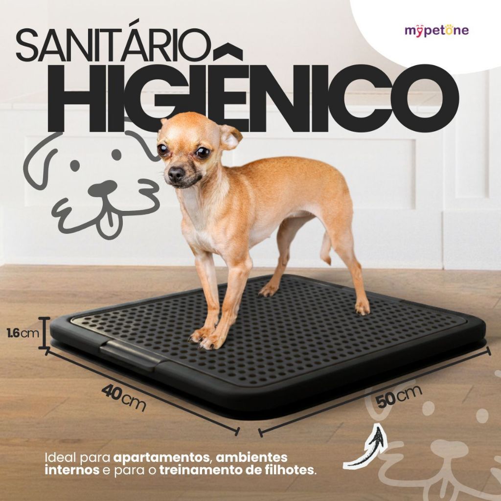 Tapete Sanitário Higiênico Lavável Educa Pet Xixi Cães Mypetone Preto