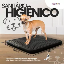 Tapete Sanitário Higiênico Lavável Educa Pet Xixi Cães Mypetone Preto