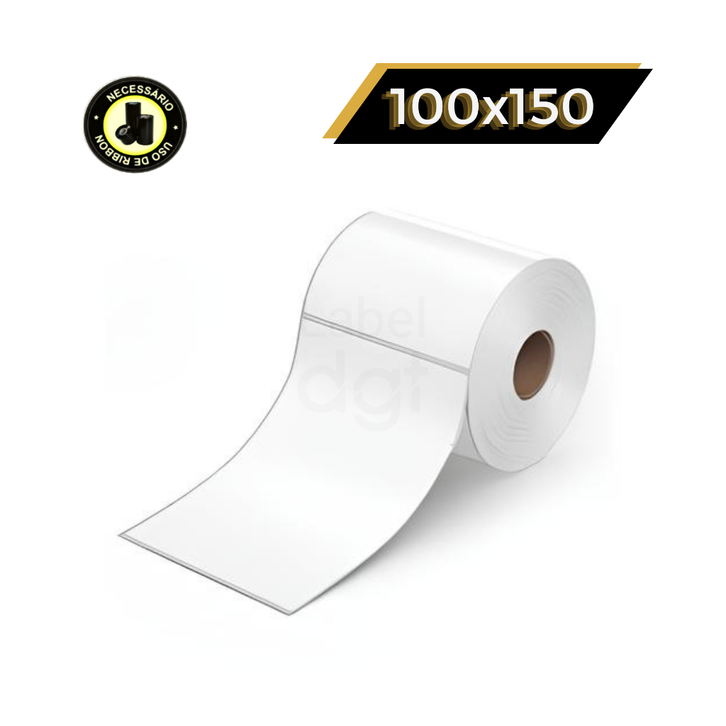 Etiqueta Couche 100x150mm sem Serrilha Branca Impressora Termica Zebra Argox Elgin Ribbon Ecommerce