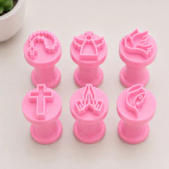Kit 6 Carimbos Brigadeiro Religioso Batizado Católico Igreja Marcador Doce Temático