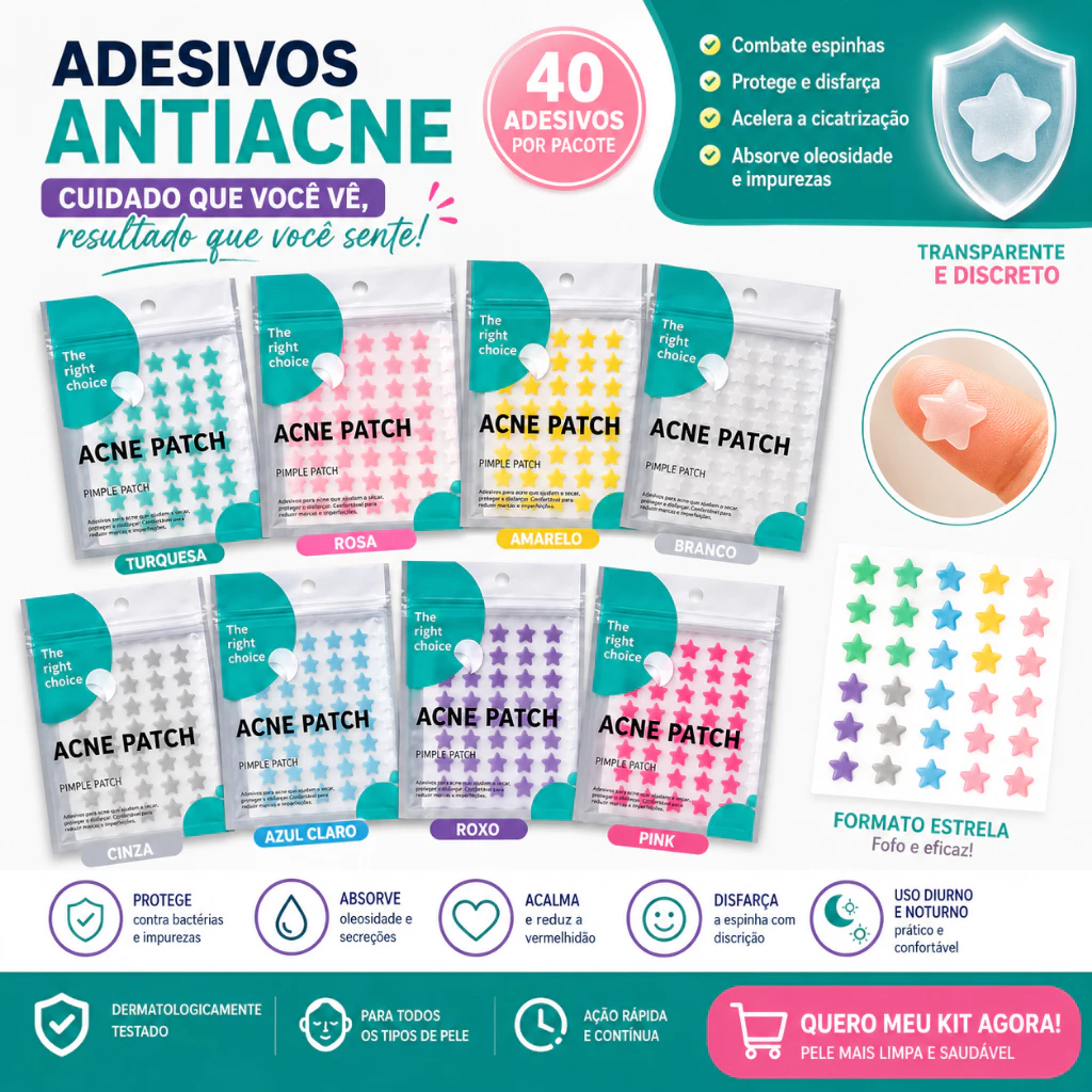 40-240 Adesivo Estrela Acne Espinhas Hidrocolide Sem Cheiro Envio Rápido