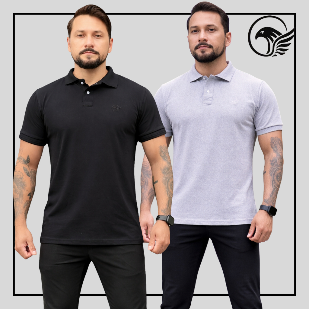 Camisa Polo Masculina Premium 100% Algodão Malha Peruana Com Elastano Confortável Luxo Casual Slim Fit