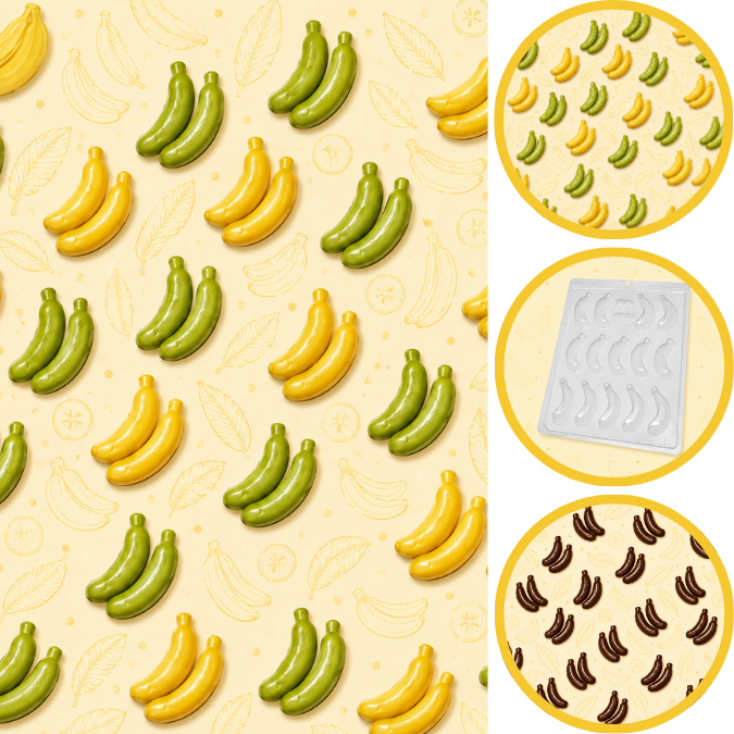 Forma Simples Bananinha 494 em Acetato BWB Para Bombom e Doces de Chocolate e Confeitaria Doceira Saldão (CHOCO)