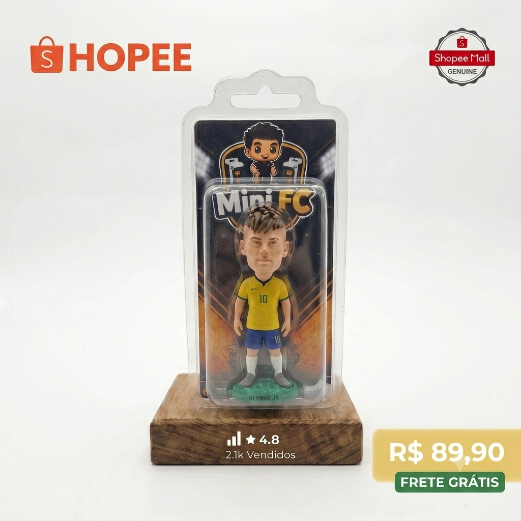 Boneco Mini Craque Neymar Jr Seleção Brasileira Colecionável  Miniatura Futebol Presente Infantil Uniforme Brasil NJr10