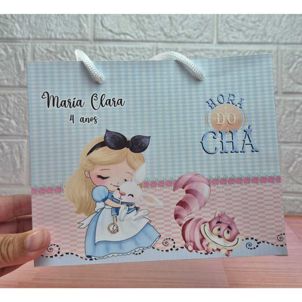 Sacolinha Surpresa Personalizada com Alça - Semi-Montadas - Lembrancinha para Festas - Alice no Pais das Maravilhas