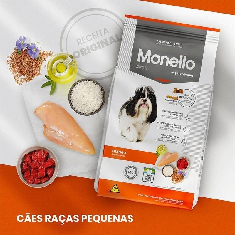 Ração Monello Raças Pequenas Adulto Frango 7kg Shih Tzu