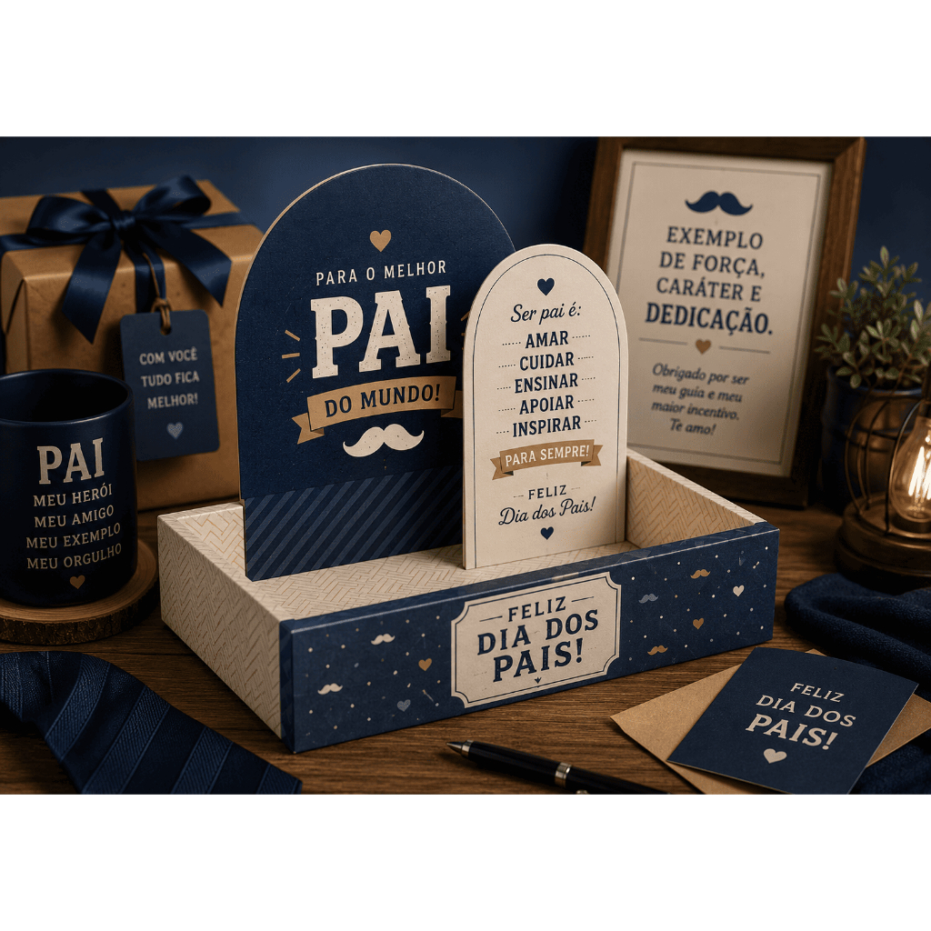 👉 Kit Festa 5 Caixas Cenário Personalizada G – Cesta para Chocolate - Lembrancinha Infantil - Dia dos Pais - Aniversário