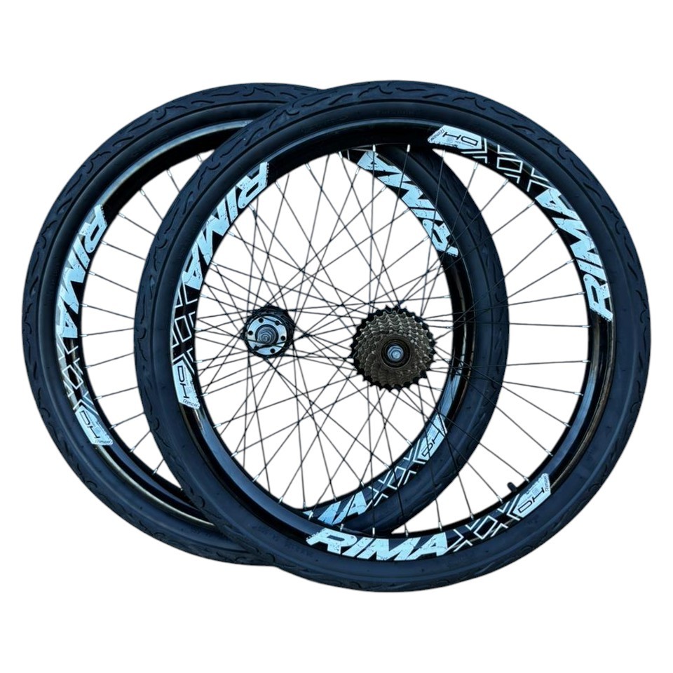 Par Roda Aro 26 Montada Rimaxx DH com Pneus Flame Câmaras Catraca 7v Freeride Tipo Vmaxx Cubos Rosca Aço Freio a Disco