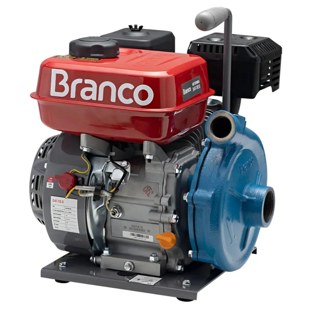 Motobomba Gasolina Branco 6,5CV B4T-715S Alta Pressão Irrigação Transferência de Água