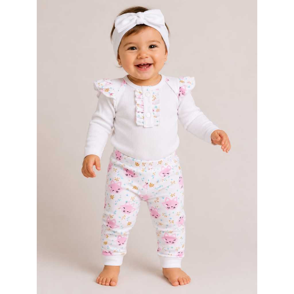 Detalhes do Conjunto Infantil Menina Malha Canelada Premium Toque Macio Alta Elasticidade Confortável
