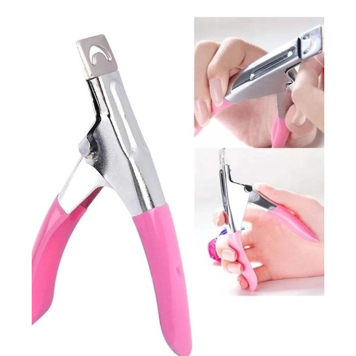 Alicate Cortador De Tips Unha Postiça Acrigel Alongamento De Unhas Profissional - ROSA