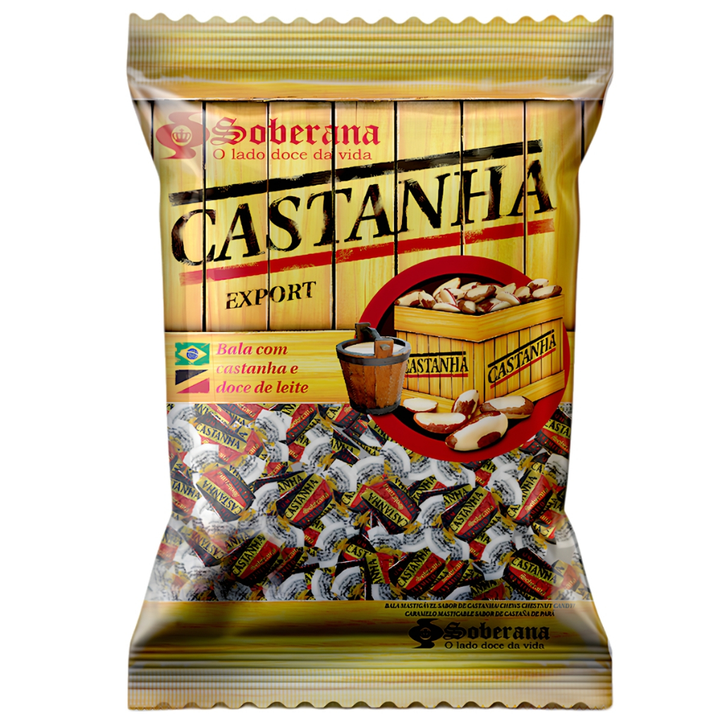 Balas Mastigáveis Caramelo Com Castanha 400g Soberana