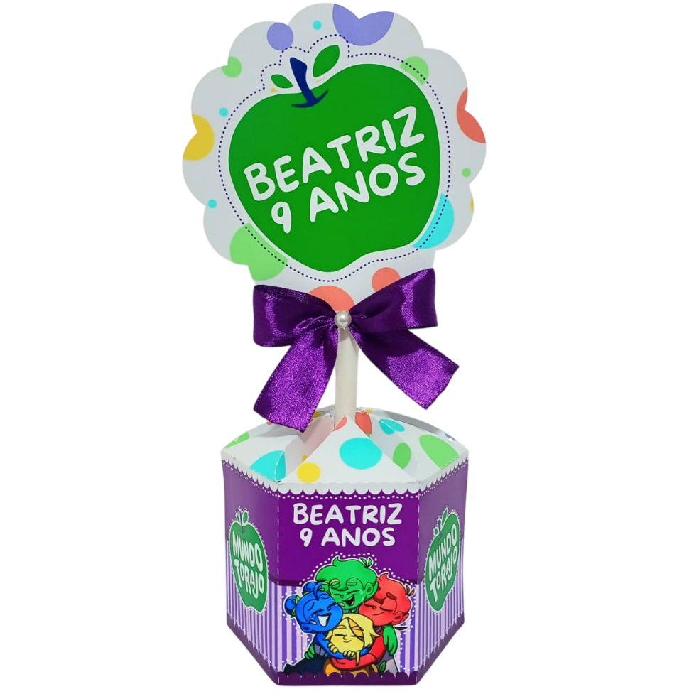 Kit Centros de Mesa Sextavados Personalizados Mundo Torajo l Festa de Aniversário Infantil
