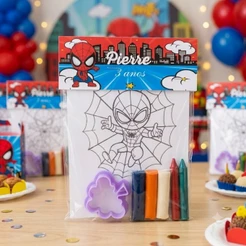Lembrancinha Para Colorir Premium Homem Aranha Baby Personalizado + Kit Massinha + Giz, Lembrancinha Criativa