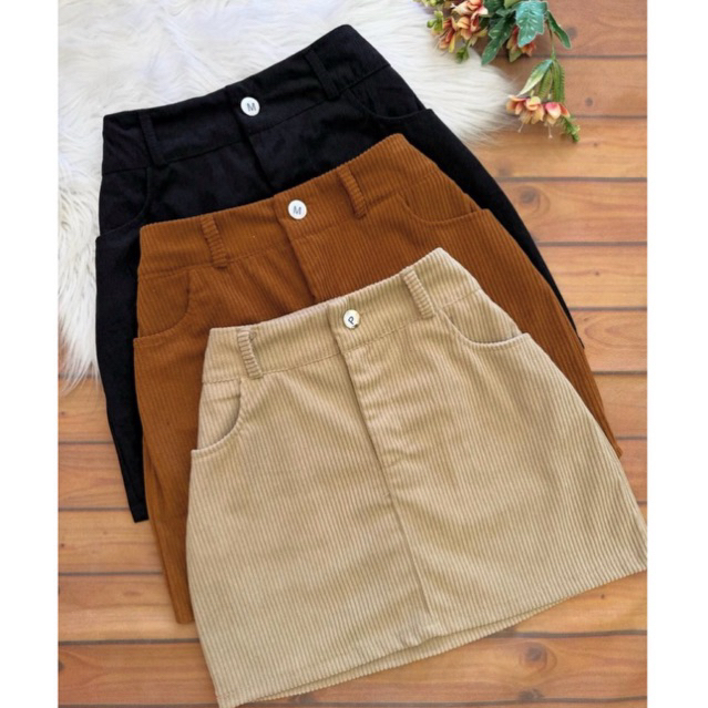 Saia Feminina Cotelê Suede Cintura Alta Com Bolso Veludo Tendência Inverno Vaqueijada2026