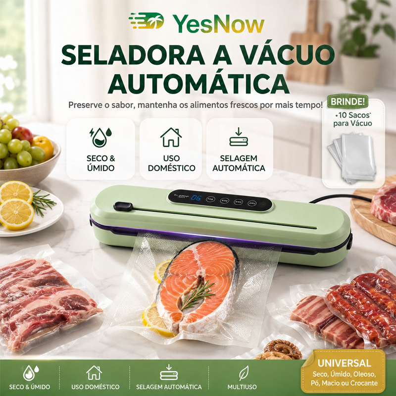 Seladora A Vácuo Automática 30cm Para Alimentos Seco Úmido Com Cortador Luz UV Portátil