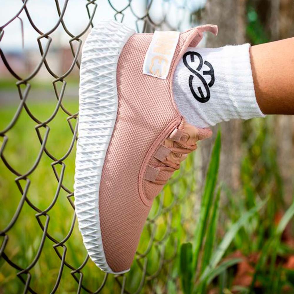 Tênis Feminino Preto e Rosa Academia Espuma 4 mm Leve Alta Frequência Corrida Confortável