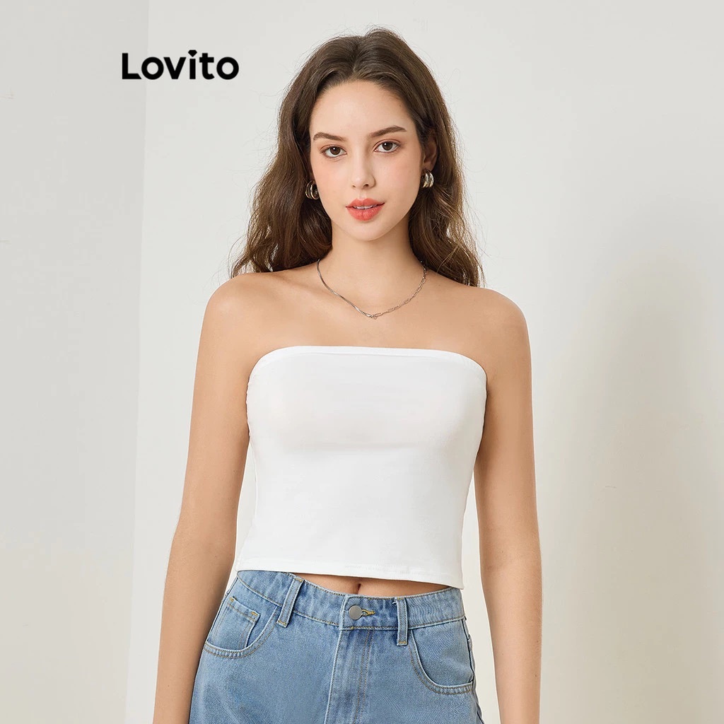 Lovito Blusa Boho sem Alça Moda Casual Feminina TKB83ED280 · foto 2
