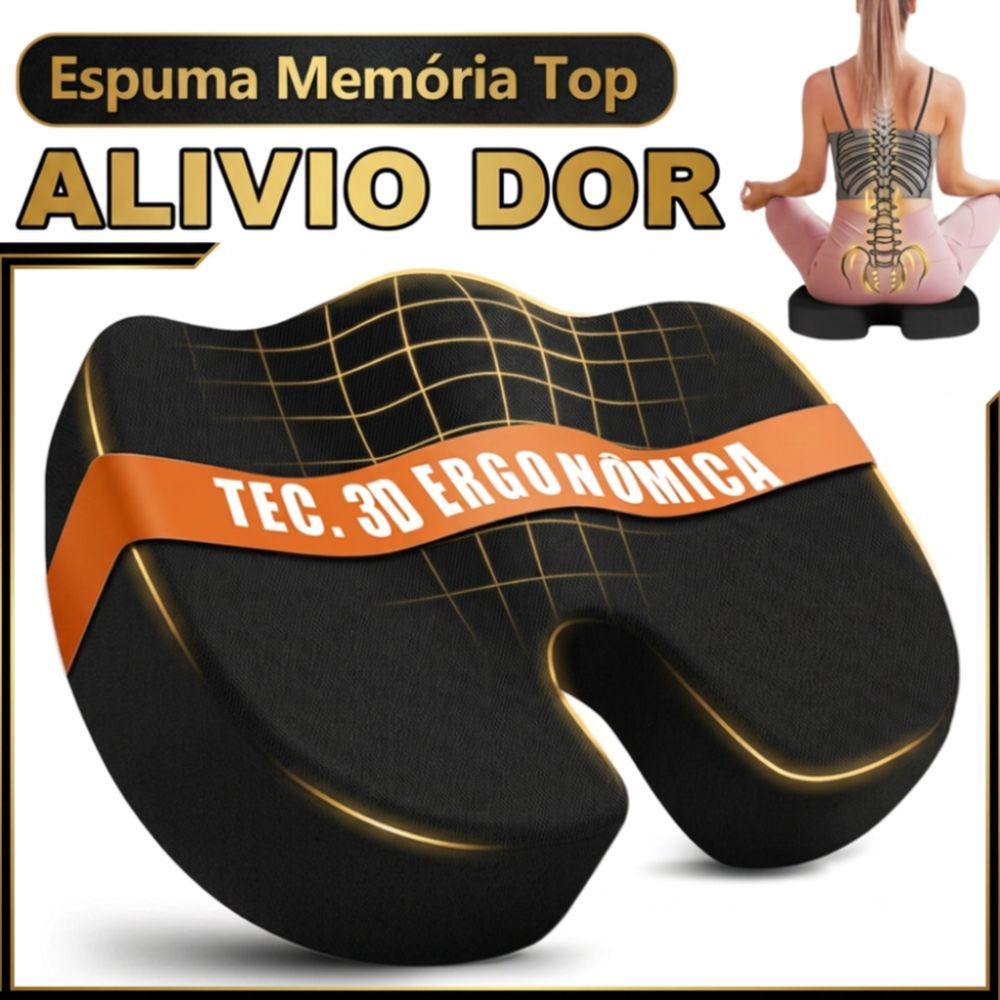 Almofada Ortopédica Gel Anatômica Alívio Dor Cóccix Hemorroida Ciática Lombar Assento Cadeira Escritório Carro Antiescar