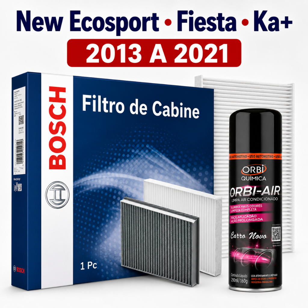 Filtro Ar Condicionado New Ecosport Fiesta Ka+ e Higienizador 2013 A 2021
