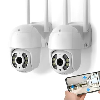Kit 2 Câmera de segurança externa Wi-Fi 360°, Full HD 1080p, com função de visão noturna colorida.