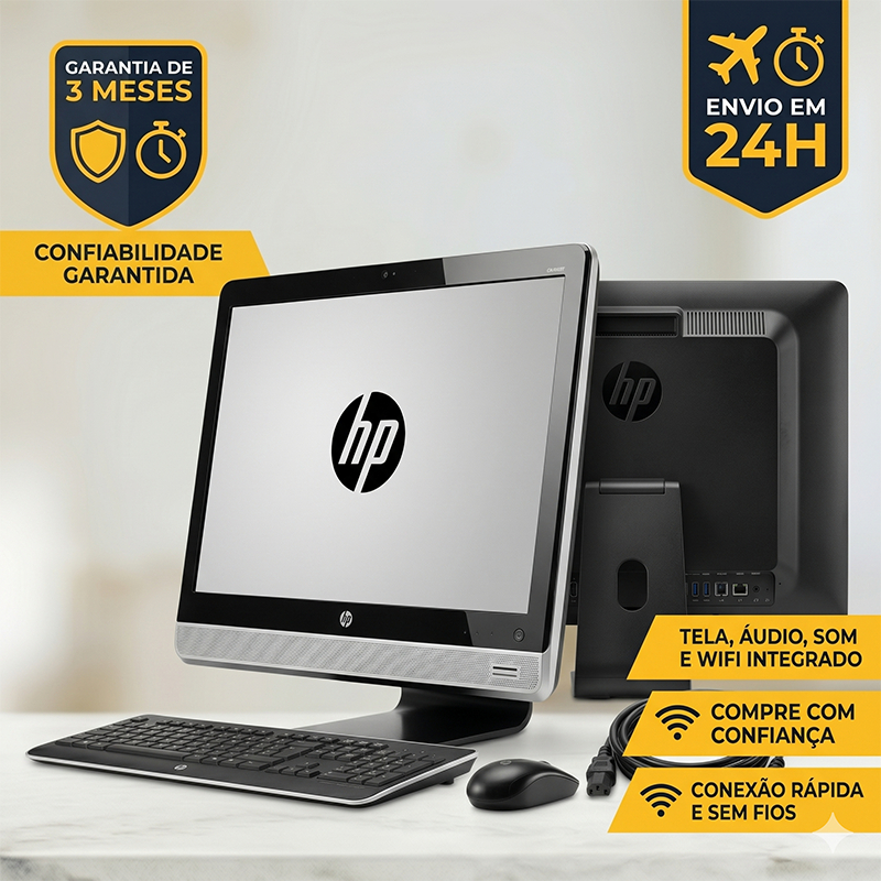 Computador TUDO EM UM - All in One HP Core 2 Duo, 6GB, SSD 120GB, Windows - Estudar, Trabalhar