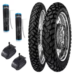 KIT PAR Pneu 90/90-21 + 120/80-18 Enduro 3 Metzeler LANDER 250 TENERÉ XRE300 + Camara + Selante pneu