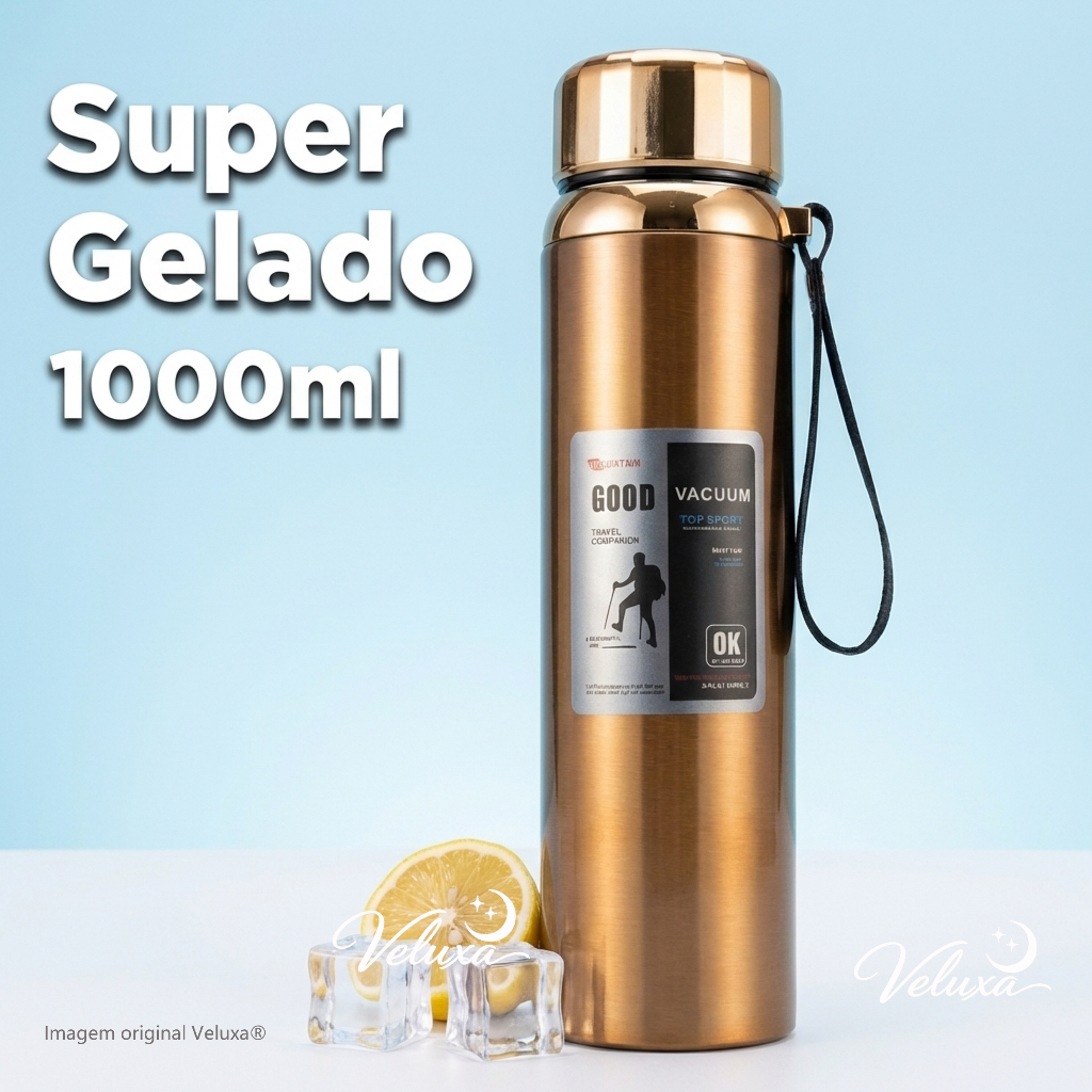 Garrafa Térmica 1000ml 1L Inox 316 Premium Com Filtro Infusor De Chá Café Água Grande Academia Esporte Camping Luxo