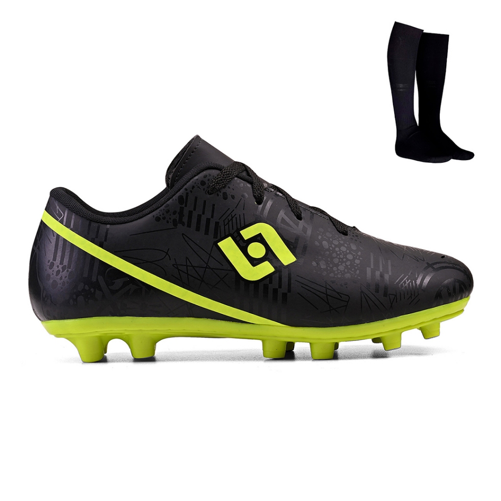 Kit Chuteira Infantil Futebol Campo Trava pra Meninos Leve Costurada + Meião