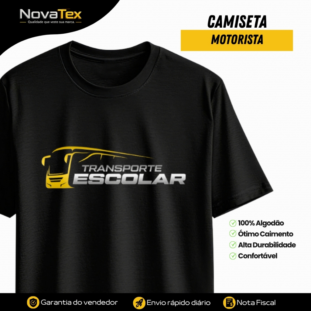Camiseta Motorista Escolar Transporte Escolar Manga Curta para o Dia a Dia Unissex