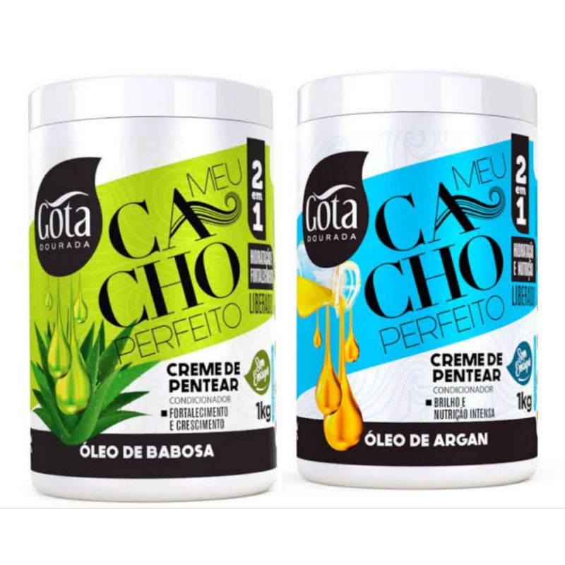 Kit creme de pentear Gota Dourada Óleo de Babosa + Creme de Pentear Gota Dourada Óleo de Argan