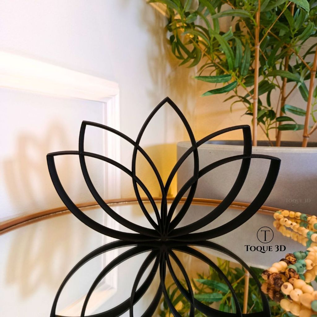 Estatueta Flor de Lótus 25 cm - Símbolo da Vida, Enfeite Mesa Zen Sala, Quarto