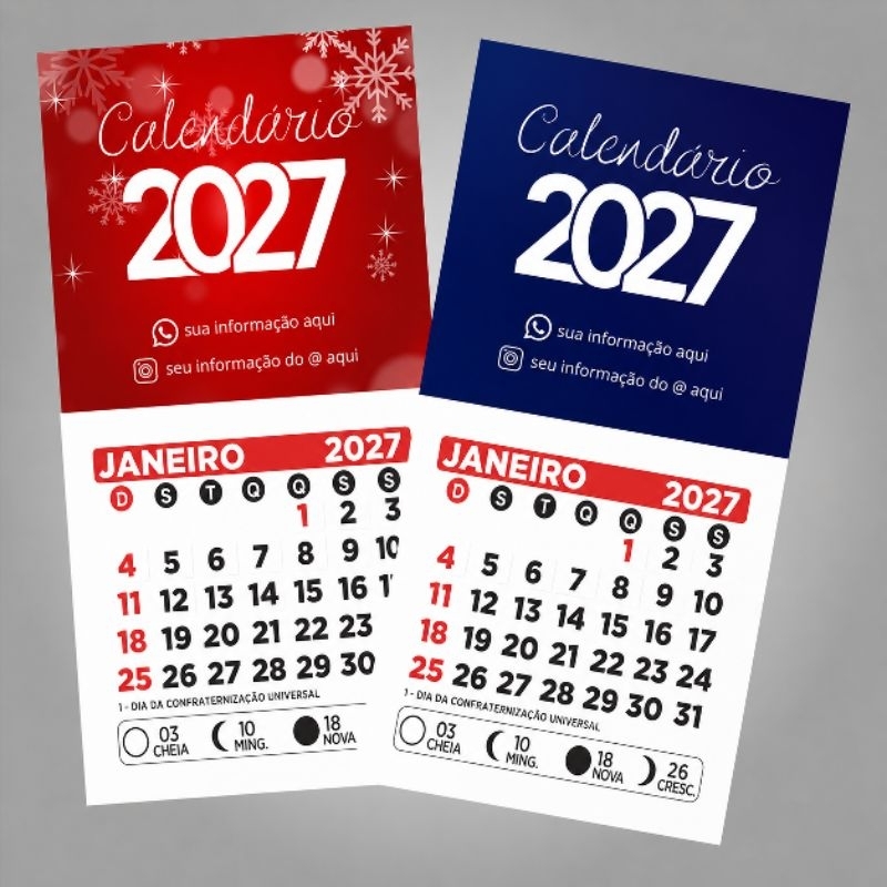Mini calendário 2027 Personalizado Imã de Geladeira Qualquer Arte Criamos Sua Arte