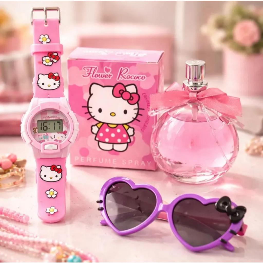 Kit Presente Menina Perfume Infantil Relógio Óculos Bolsa Delicado Completo