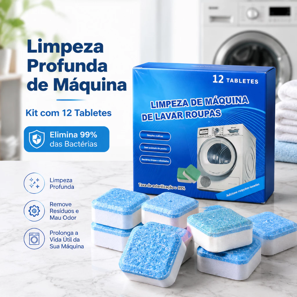 KIT 6/12/24/36 Pastilhas para Limpeza de Máquinas de Lavar Roupas Efervescentes Multifuncional — imagem 1
