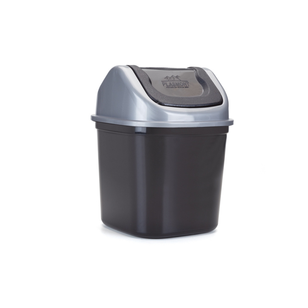 Kit 2 Lixeiras Basculantes Black Steel 3,6L + 7L Cozinha Banheiro Lavanderia