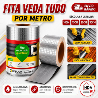 Fita Aluminio Vedação Vazamentos Veda Tudo Trincas Laje Telhado Telhas 5cm 10cm 15cm 20cm POR METRO