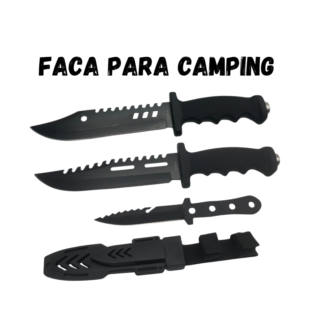 Faca Esportiva Camping, Caça, Pesca, Cortes em Geral Lâmina Serrilhado - 1266