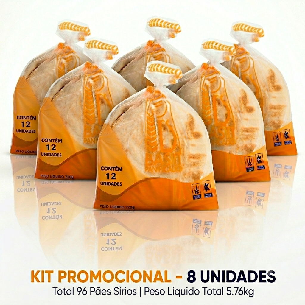 KIT De Lanchonete Pão árabe Sírio MÉDIO "Panfiacdora Bashit" - 12 unidades/720g — imagem 2 de 2