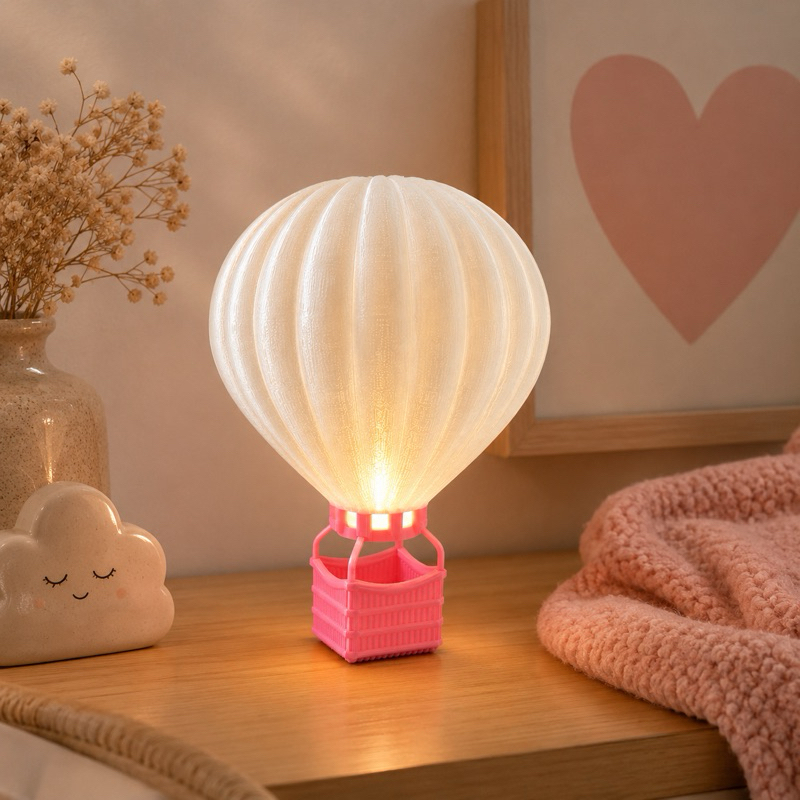 Luminária Balão Rosa LED Decoração Quarto Festa Infantil Luz Quente