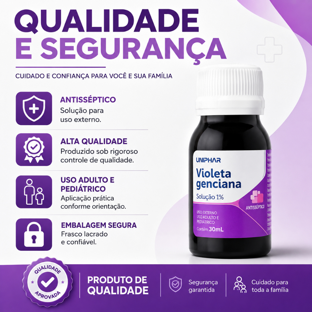 Violeta Genciana Solução 1% 30ml - Antisséptica e Versátil - Unipharma