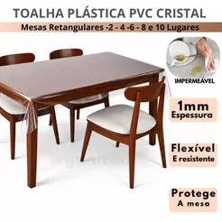 Toalha de Mesa Transparente PVC Cristal Premium 0,10mm | Impermeável Anti Mancha | Proteção para Mesa de Madeira