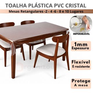 Toalha de Mesa Transparente PVC Cristal Premium 0,10mm | Impermeável Anti Mancha | Proteção para Mesa de Madeira