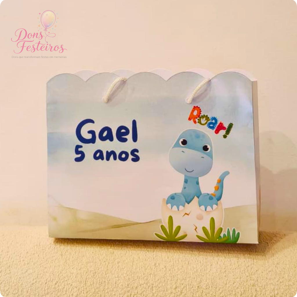 Sacolinha Personalizada Dinossauro para Lembrancinhas | Festa Infantil
