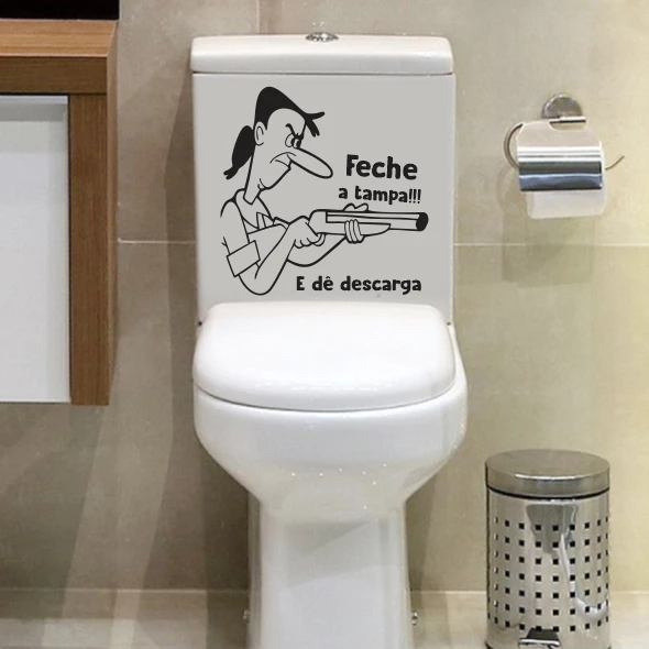 Adesivo Decorativo para Tampa de Vaso Sanitário – Personagem Divertida Feche a Tampa — imagem 1