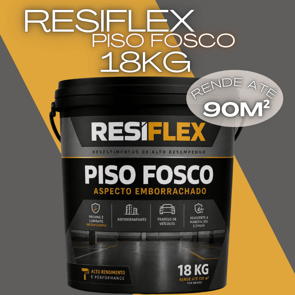 Tinta Piso Fosco Emborrachado 18kg Antiderrapante Impermeável Alta Resistência Garagem e Rampa