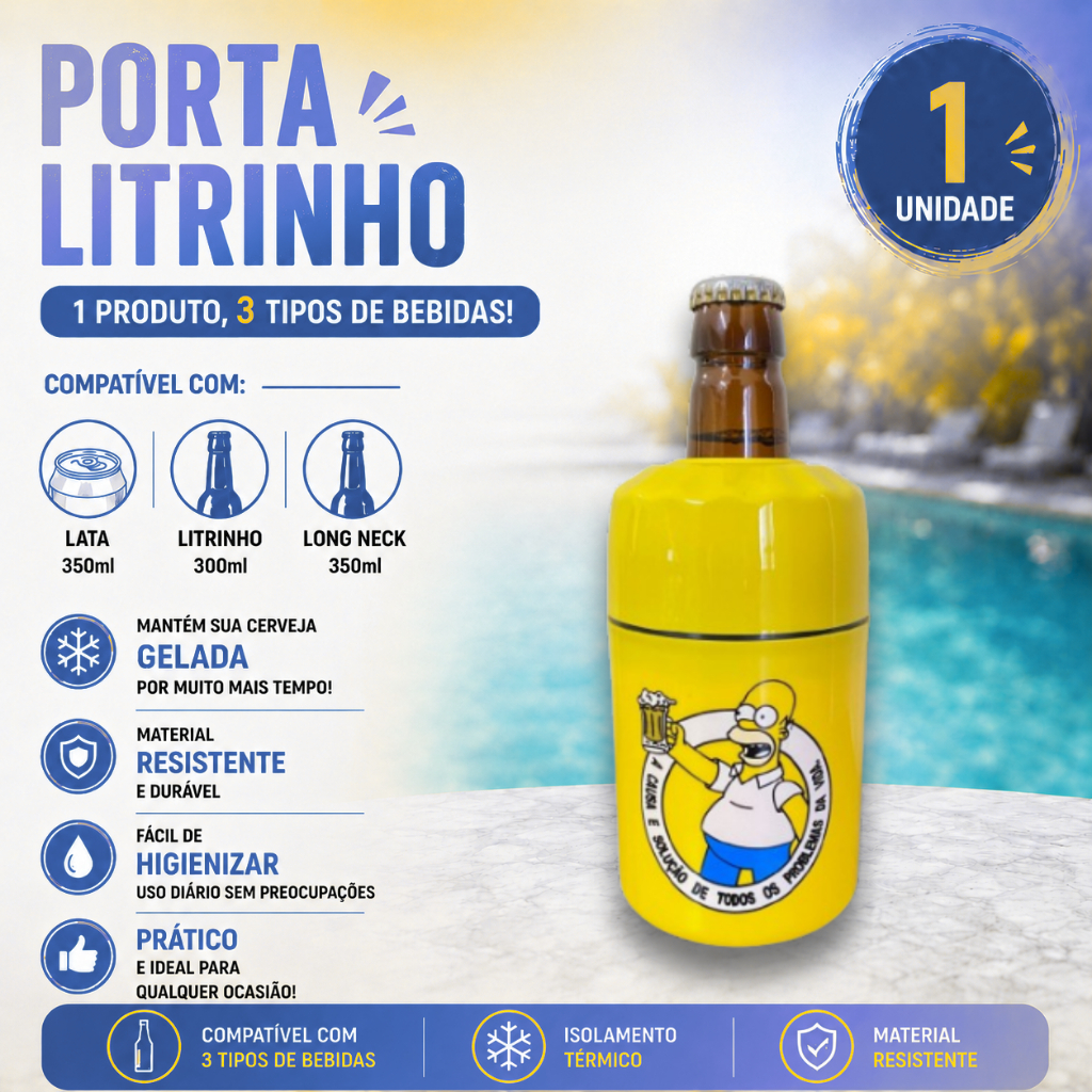 Porta Garrafa 300ml Long Neck Litrinho Lata 3x1 Térmico Personalizados